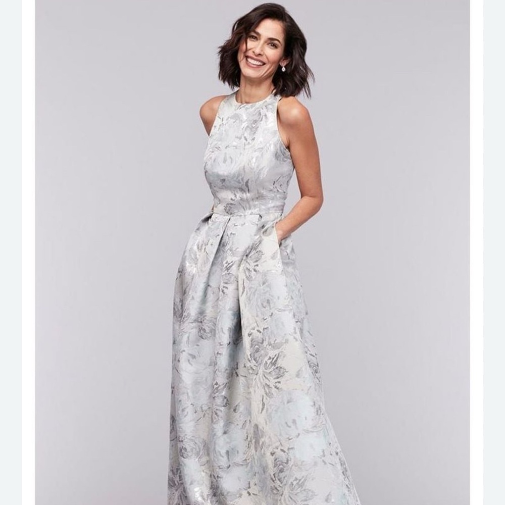 Alex Evenings Floral Jacquard Sleeveless Ball Gown Size 8